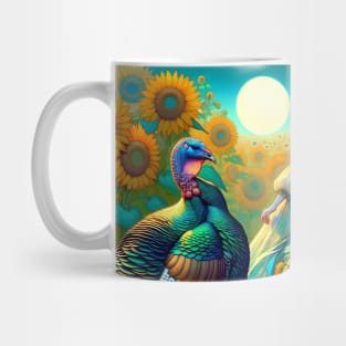 Elegant Woman, Turkey and Sunflowers Mug
